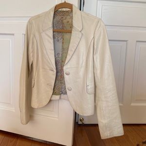 Cream Leather Blazer